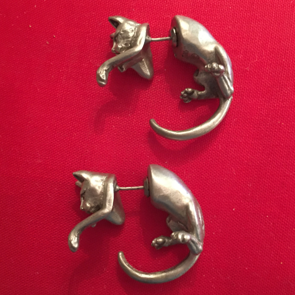 Pewter Kitten Earrings